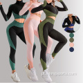 Crew pescoço de manga longa feminino de ioga esportes